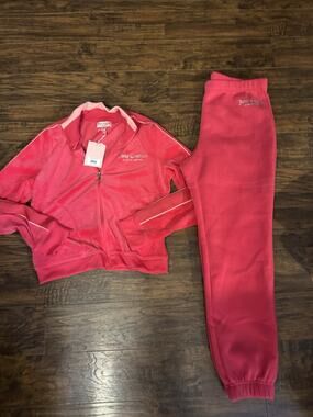 Juicy Couture Hot Pink Velour Track Jacket & Joggers Set